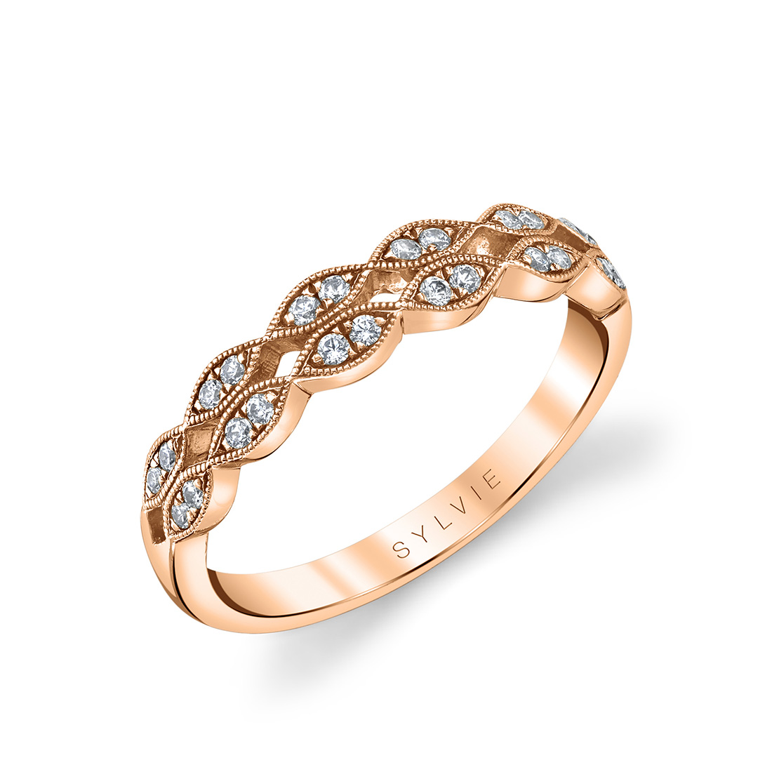 double band wedding ring in rose gold