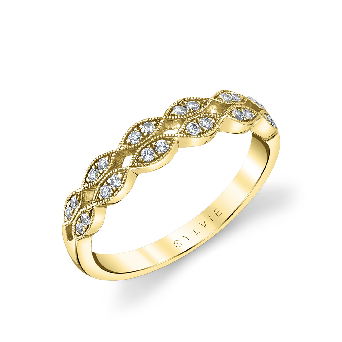 double band wedding ring in yellow gold