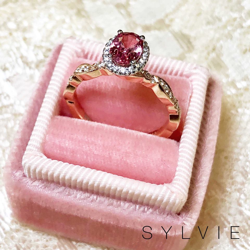 rose gold pink sapphire engagement ring sylvie S1859