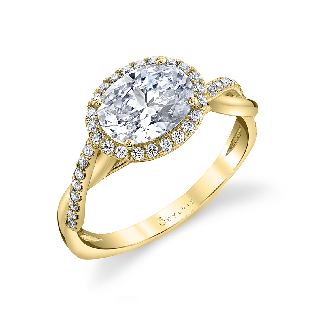east west halo engagement ring sylvie 