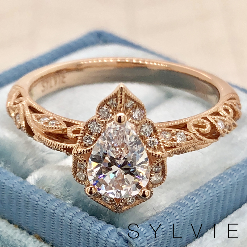 pear shaped engagement ring sylvie S1747 2