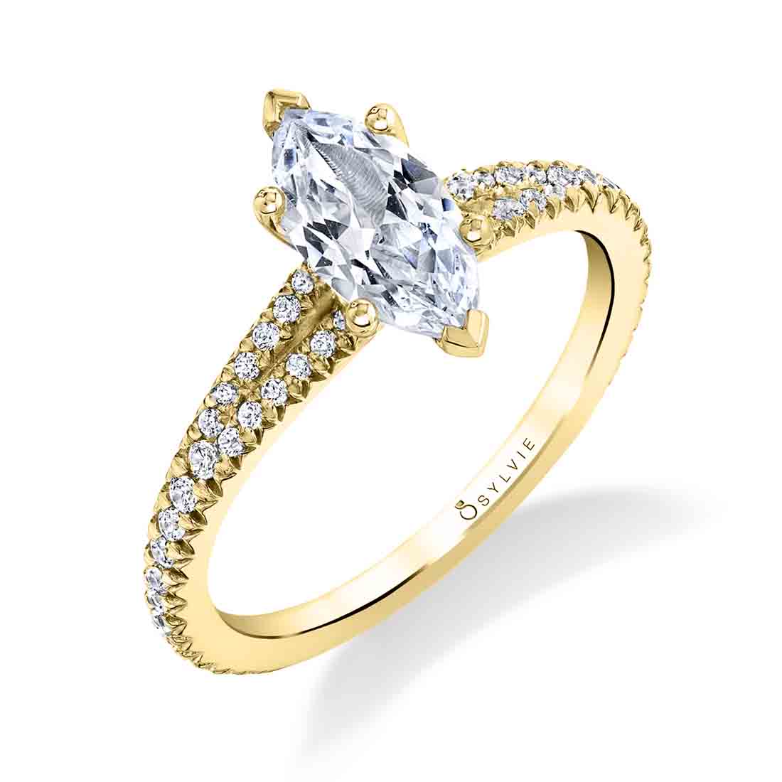 Marquise Engagement Ring in Yellow Gold