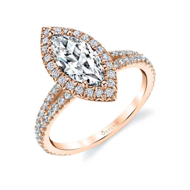 marquise engagement ring with split shank