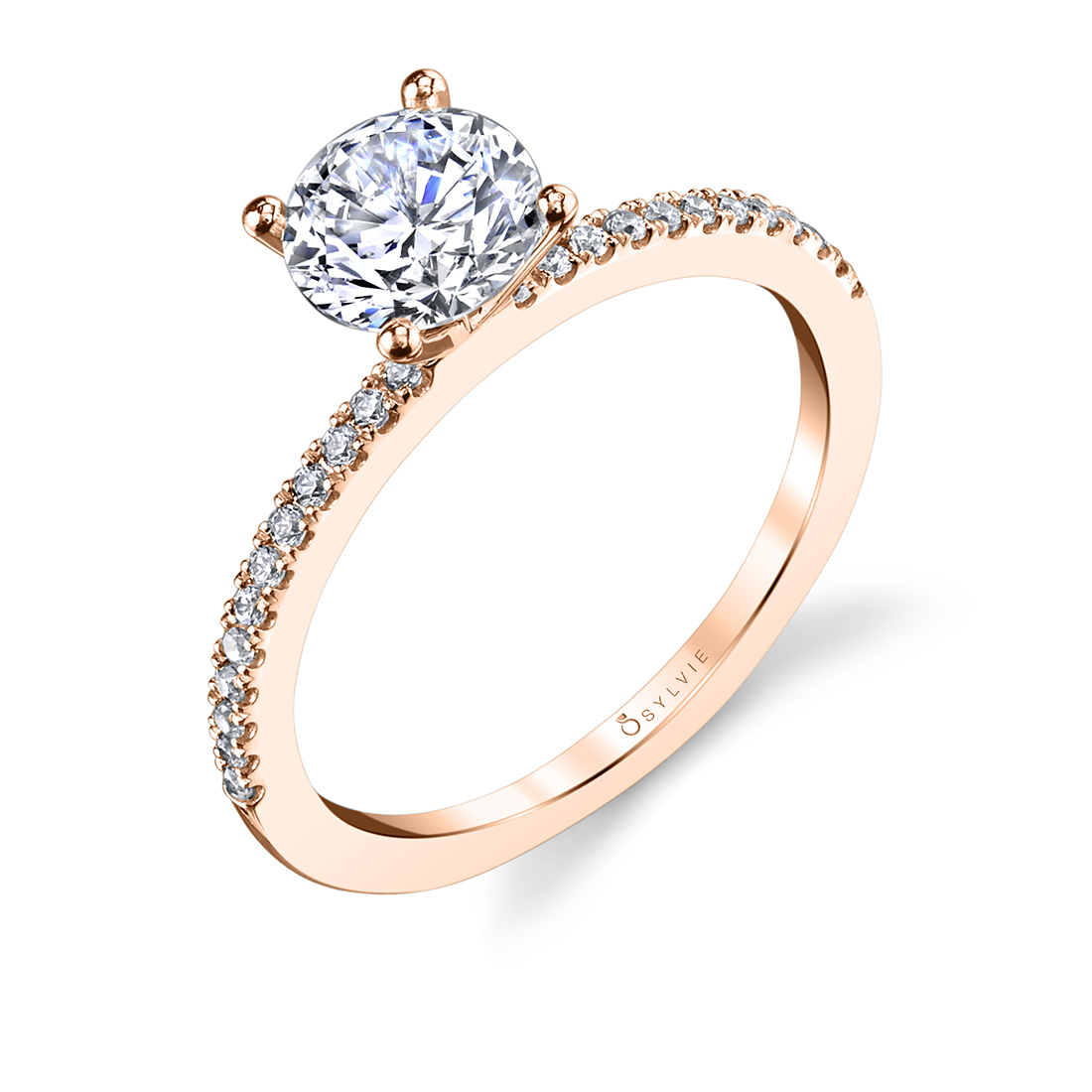 Pave Engagement Ring in Rose Gold - Carlotta