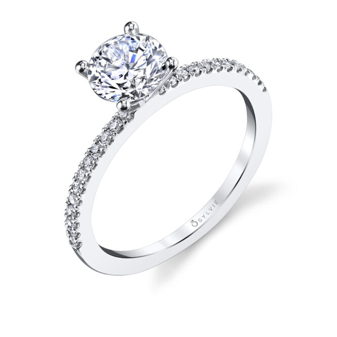 Pave Engagement Ring in White Gold - Carlotta