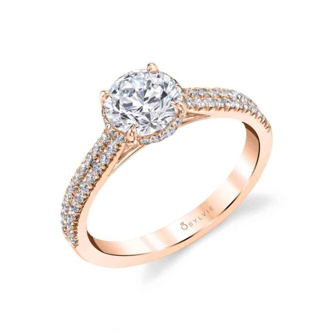 Hidden Halo Engagement Ring in Rose Gold - Giovanna