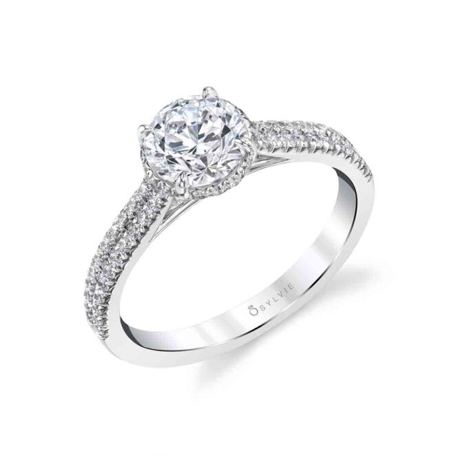Hidden Halo Engagement Ring in White Gold - Giovanna