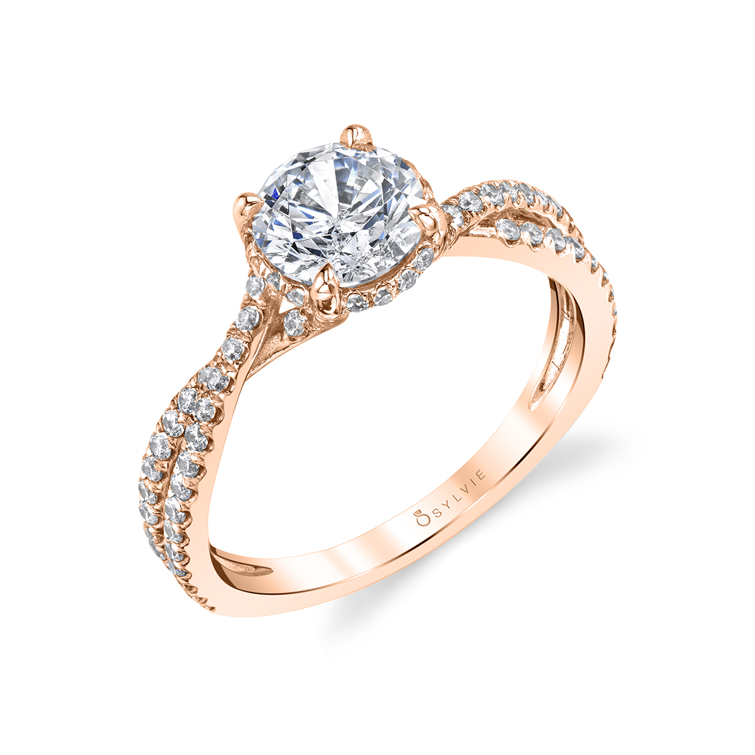 Hidden Halo Engagement Ring in Rose Gold - Mia