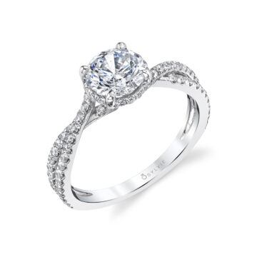 Hidden Halo Engagement Ring in White Gold - Mia