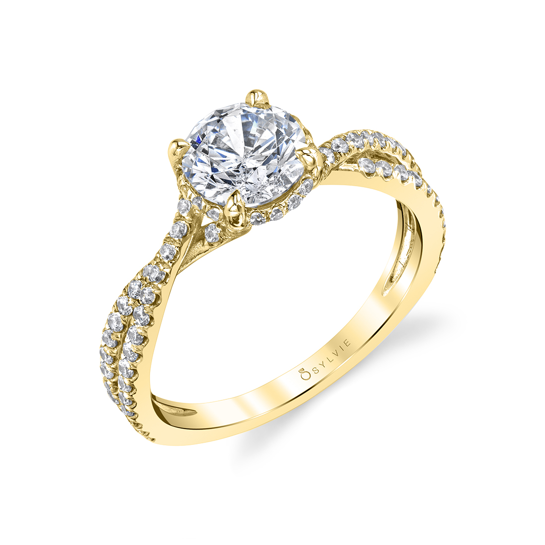 Hidden Halo Engagement Ring in Yellow Gold - Mia