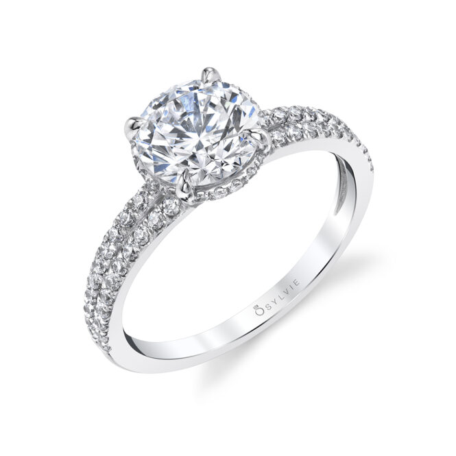 Profile Image of Hidden Halo Ring in White Gold - Serena