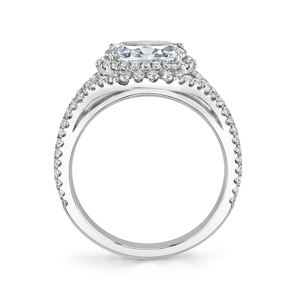 Profile Image of Oval Engagement Ring with Halo in White Gold - Eleanora