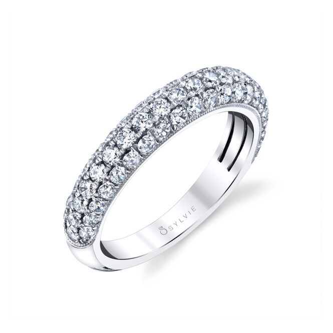 Pave Diamond Band in White Gold