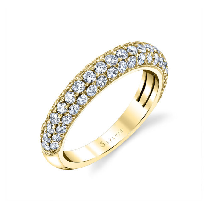 Pave Diamond Band in Yellow Gold