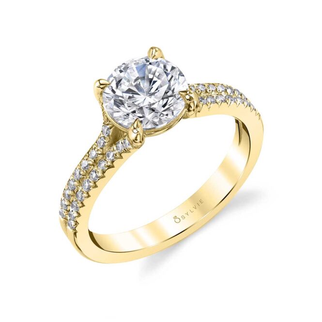 Split Band Engagement Ring in Yellow Gold - Analia