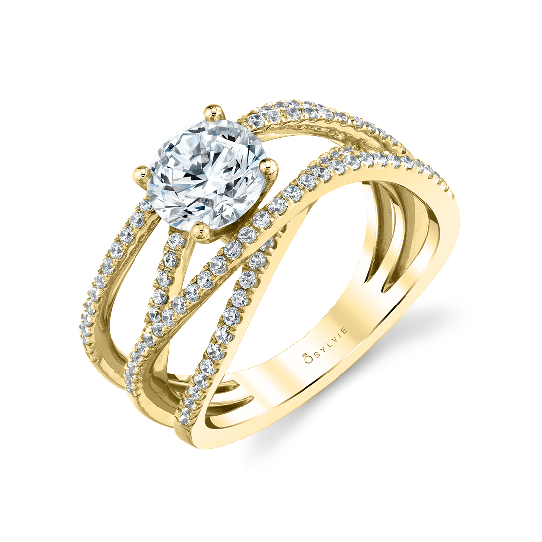 Split Shank Engagement Ring in Yellow Gold