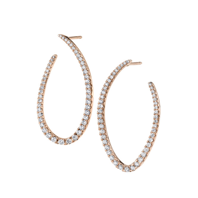 Rose Gold Diamond Hoop Earrings 