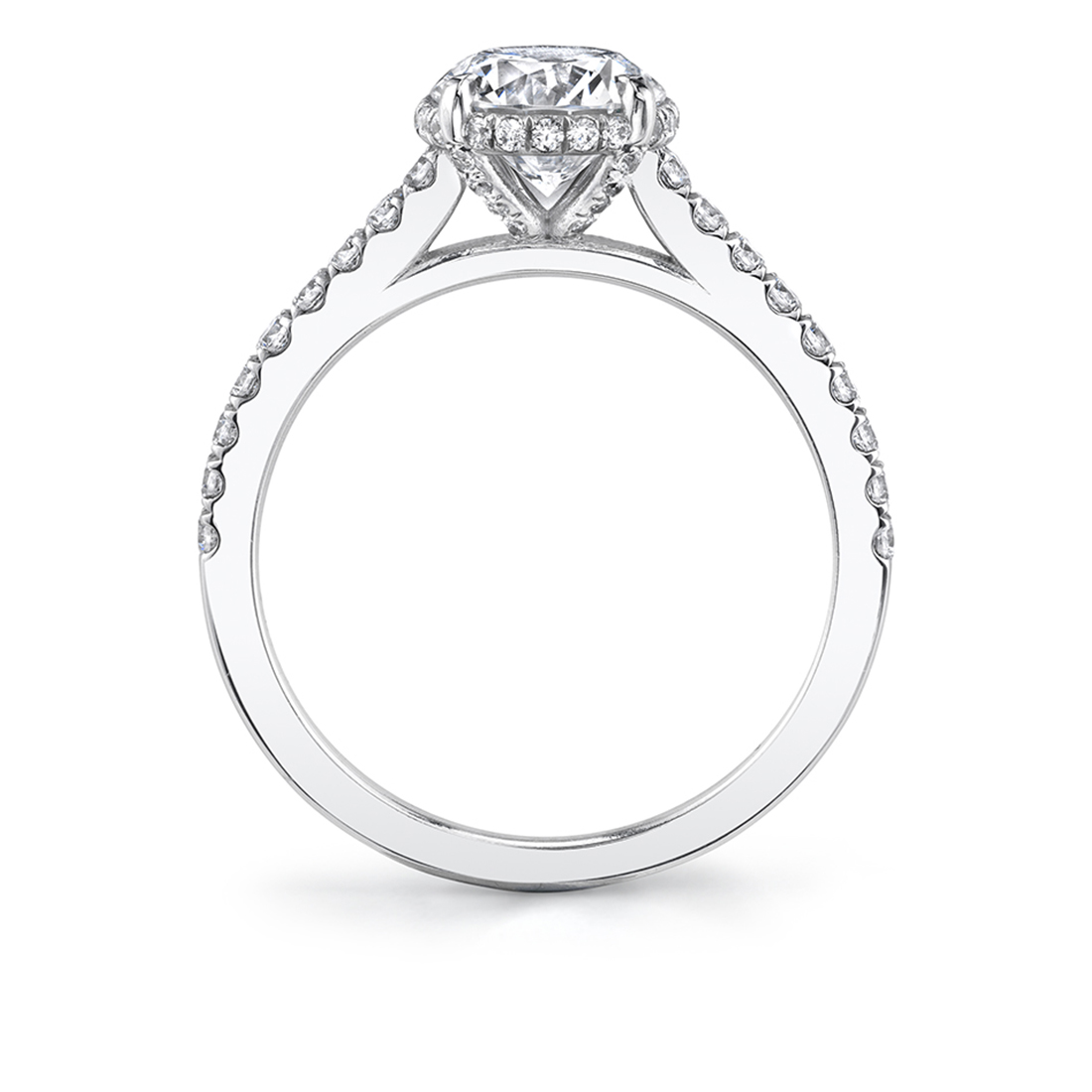 Profile Side View of Hidden Halo Engagement Ring Vienna 