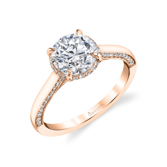 Hidden Halo Engagement Ring with Diamond Profile