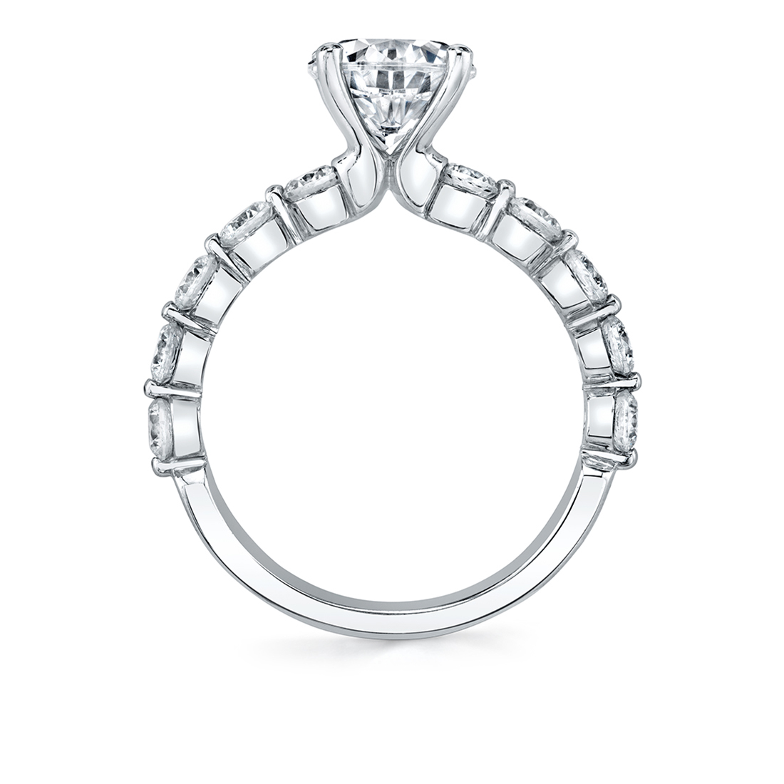 Profile Image of a Single Prong Engagement Ring in White Gold - Karol
