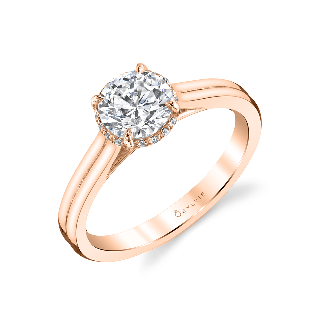 Solitaire Engagement Ring with hidden halo 