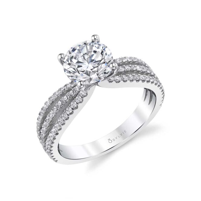 Split Band Engagement Ring in White Gold