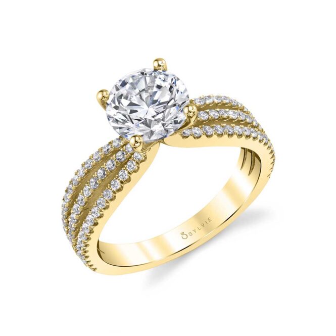 Split Band Engagement Ring in Yellow Gold