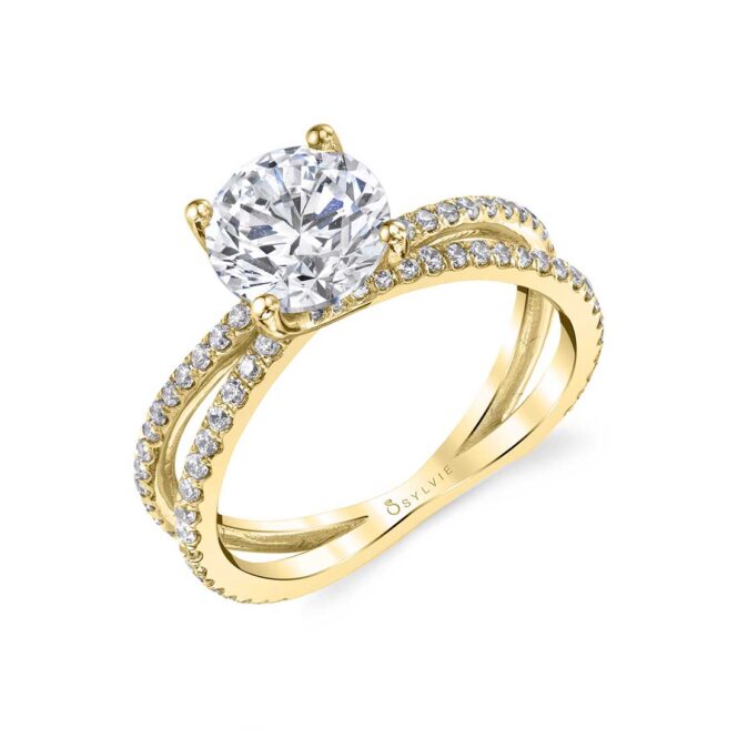 Split Band Engagement Ring in Yellow Gold - Guiliana Ring