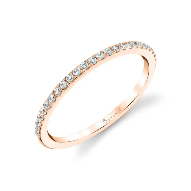 Thin Diamond Band in Rose Gold