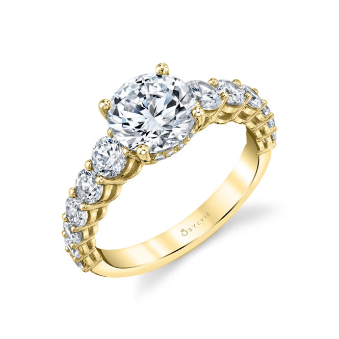 Engagement ring with extra wide band - Ingrid - Sylvie