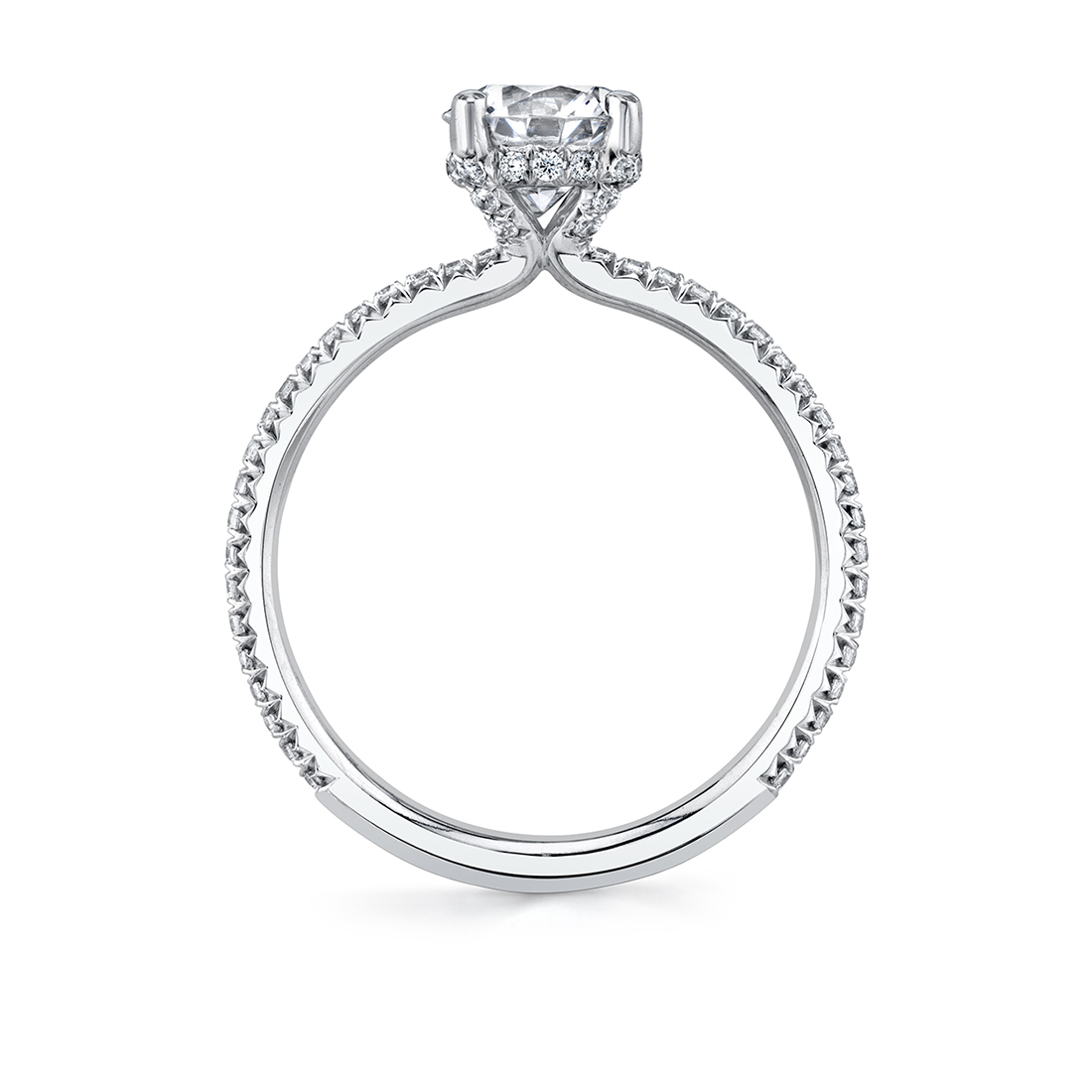 side view image of pave engagement ring - Erseline