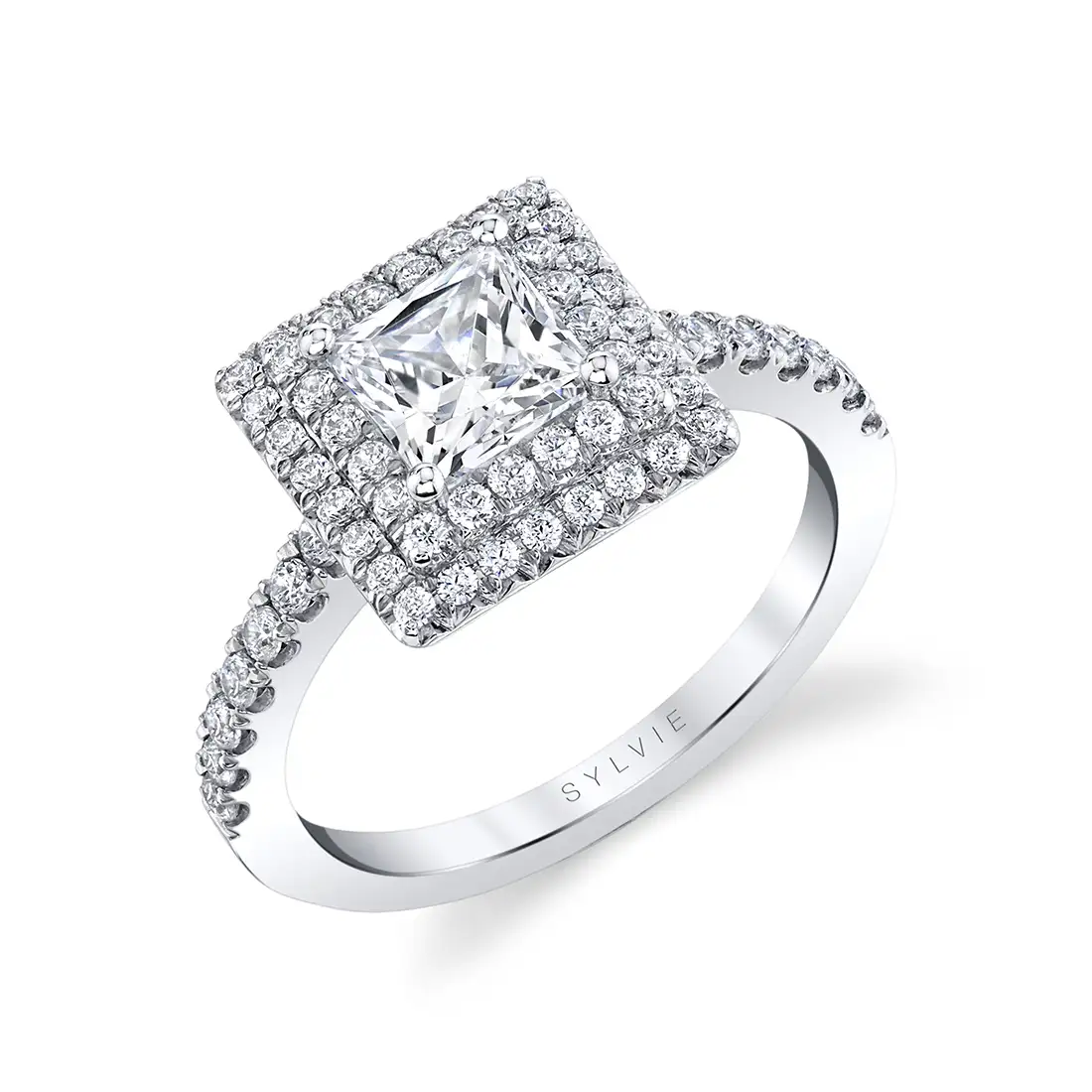 Double Halo Engagement Ring-