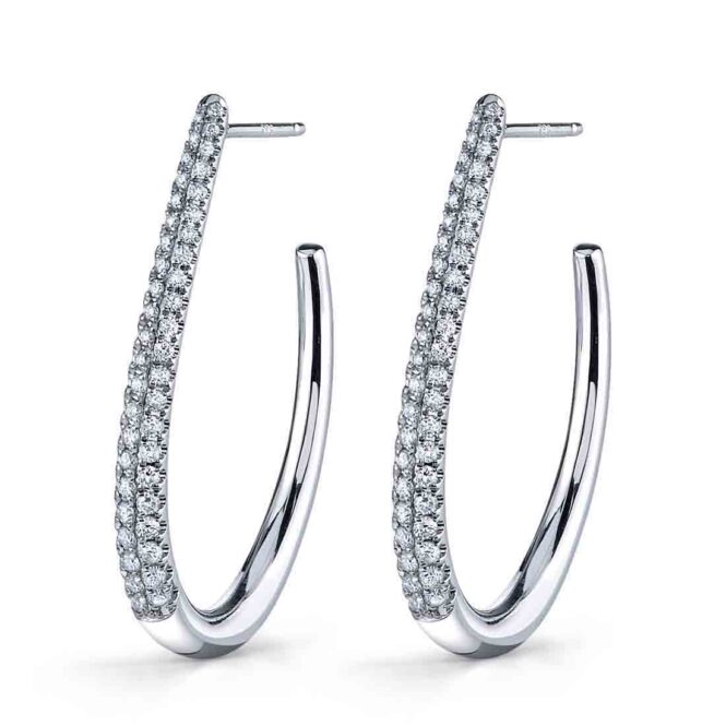 Pave Diamond Hoop Earrings-HP062-0050-Sylvie