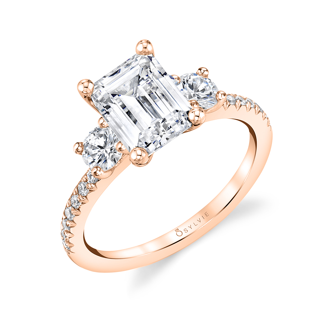 Emerald Cut Engagement Ring  in Rose Gold by Sylvie