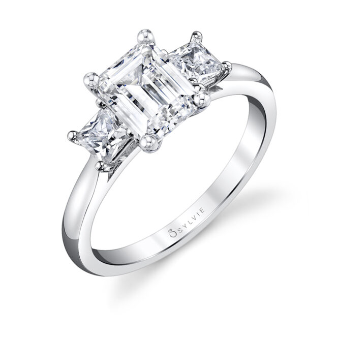 3 stone engagement ring profile view