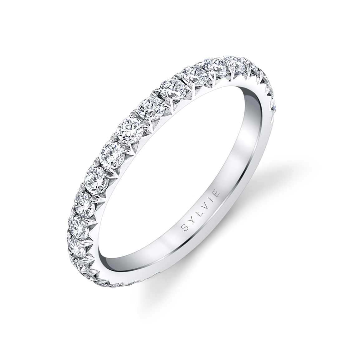Side view image of a Engagement ring with wide band