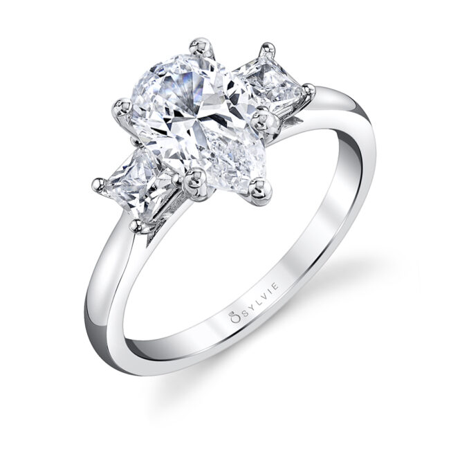 3 stone engagement ring profile view