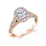vintage inspired oval engagement ring in rose gold
