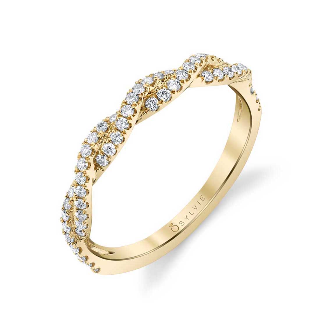 unique spiral wedding band in yellow gold