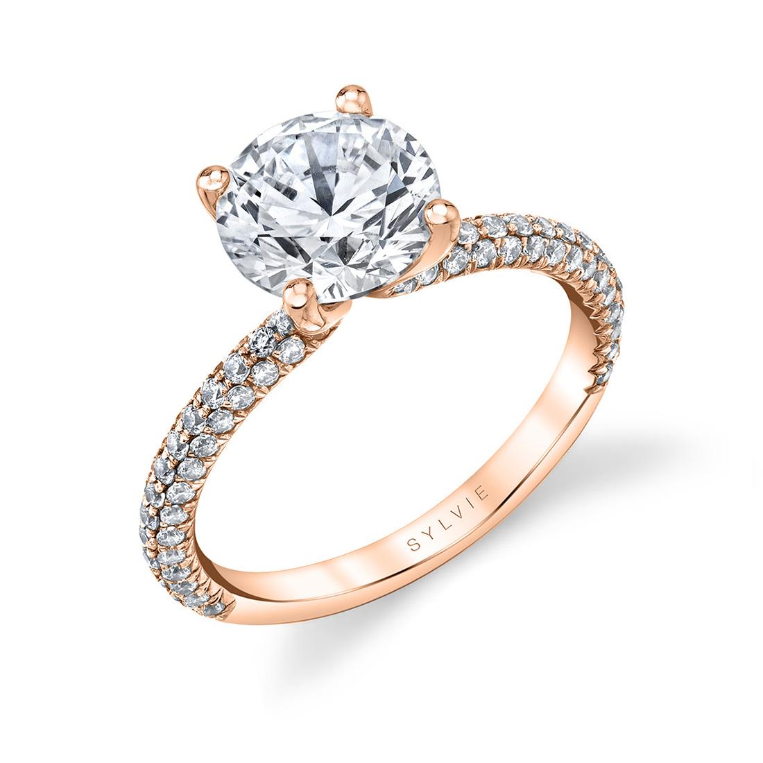 classic pave engagement ring in rose gold