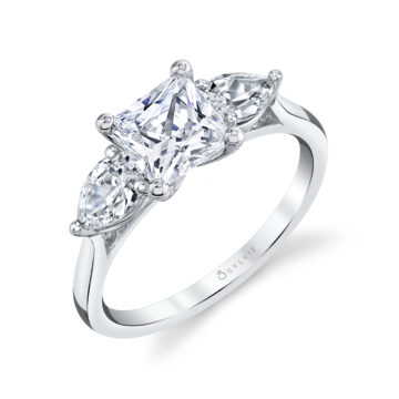 princess cut ring with pear side stones-S3003S-PR-WG-Sylvie