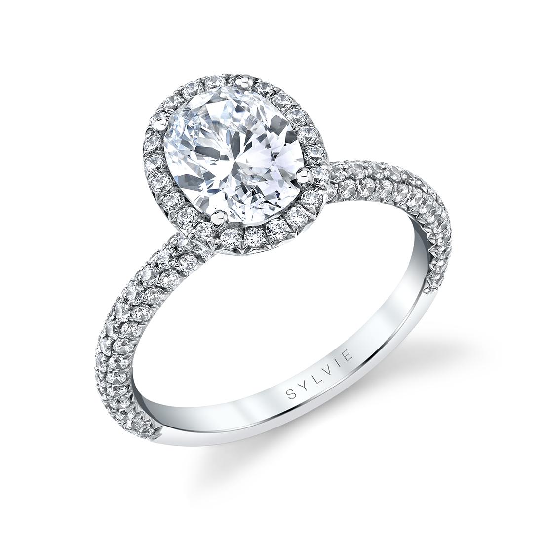 pave oval engagement ring by Sylvie