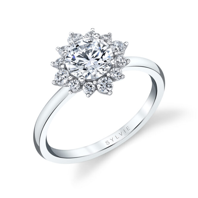 profile image of unique halo engagement ring