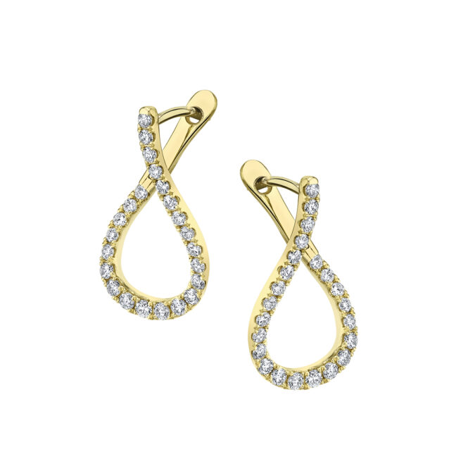 unique diamond hoop earrings in yellow gold