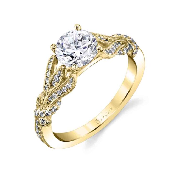 unique vintage inspired engagement ring in yellow gold