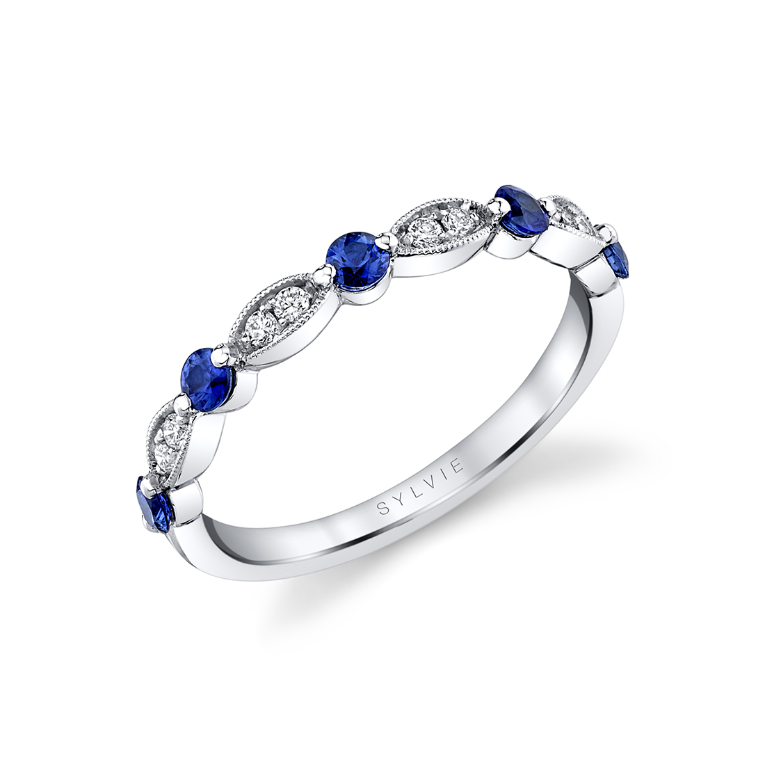 Blue Sapphire Stackable Wedding Band