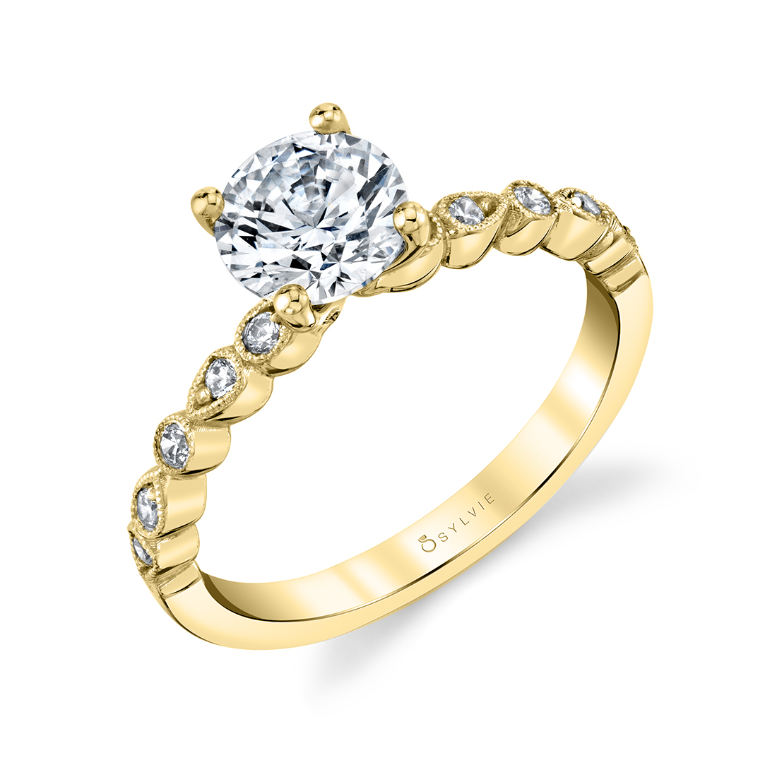 Unique Stackable Engagement Ring in yellow gold