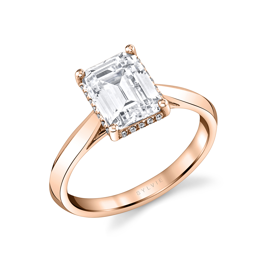 emerald cut engagement ring in rose gold