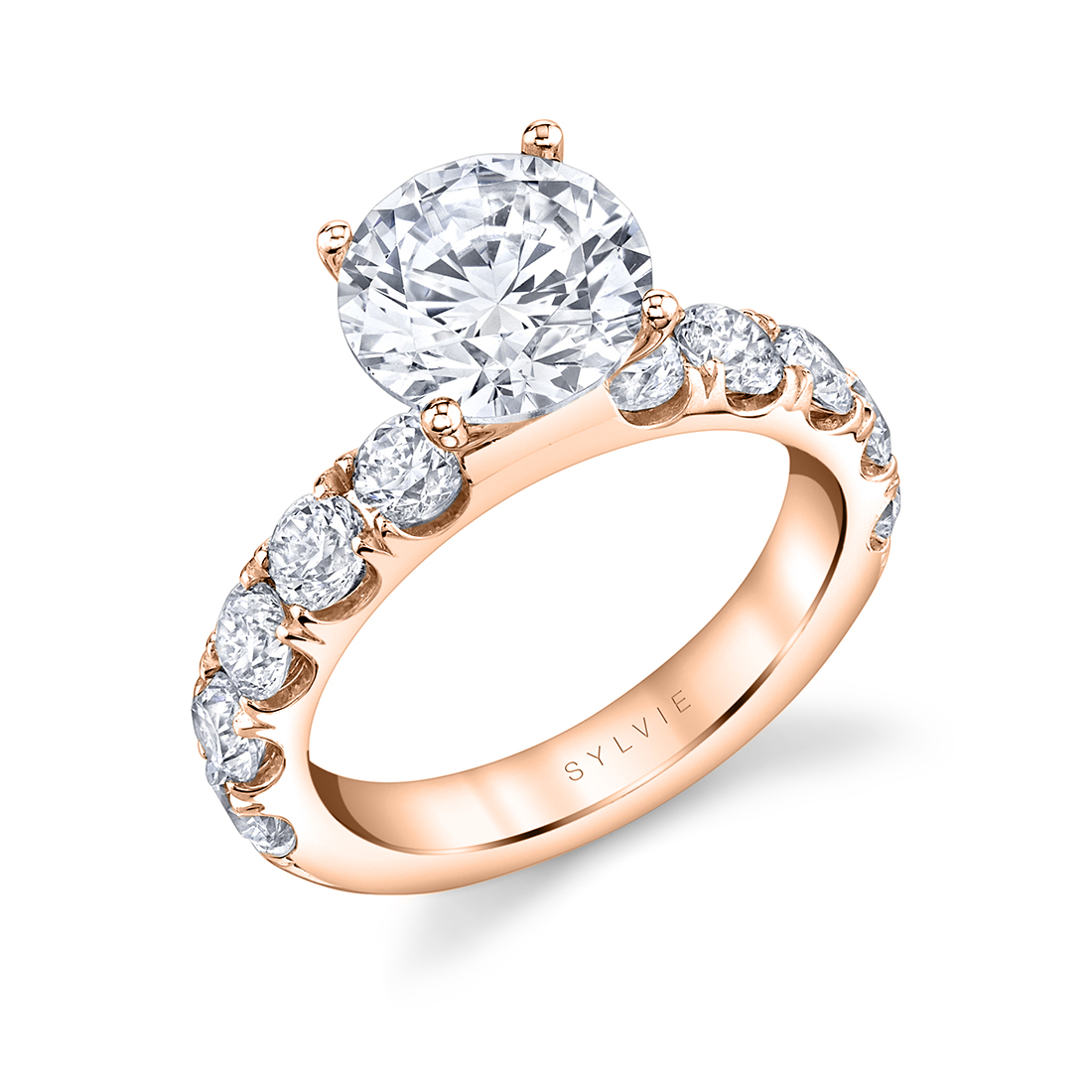 rose gold engagement ring with a thick band