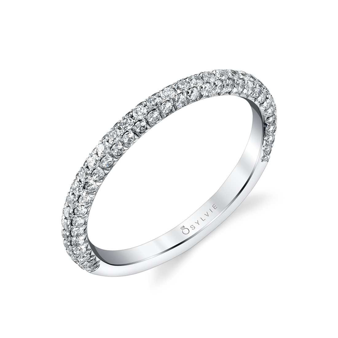 micro pave wedding band in white gold